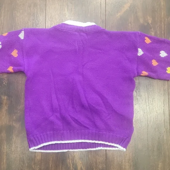 80s KNITIQUE kitty cat pom pom sweater 7/8 vintage acrylic knit girl's crewneck - Picture 5 of 9